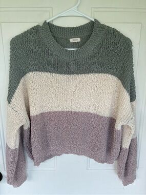 Debut Women's Cropped Colorblock Knit Sweater Size Small